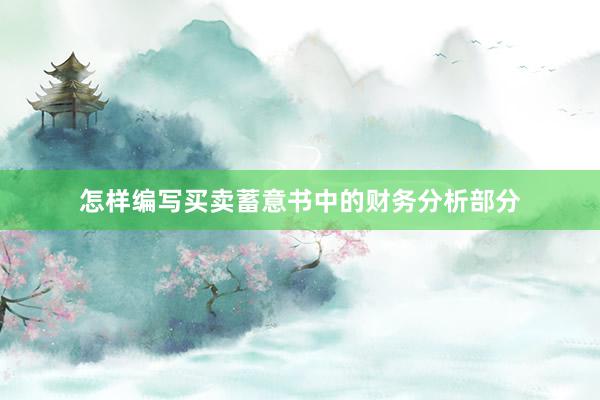 怎样编写买卖蓄意书中的财务分析部分